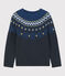Pull laine et coton enfant garçon bleu SMOKING/blanc MULTICO