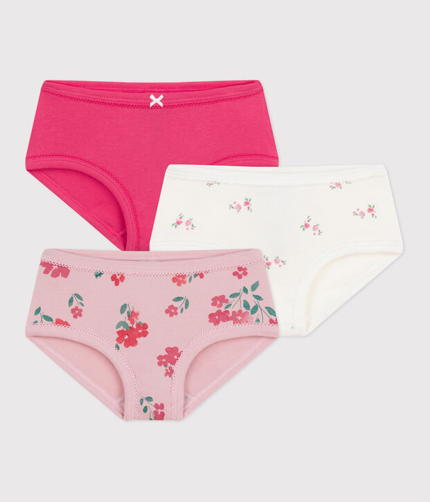 Lot de culottes enfant en coton taille haute imprim&eacute; fleurs multicouleur