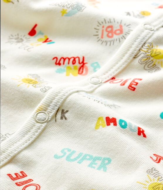 Combicourt bébé garçon en côte blanc MARSHMALLOW/blanc MULTICO