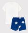 Pyjacourt logo Petit Bateau petit garçon en coton blanc MARSHMALLOW/bleu MAJOR
