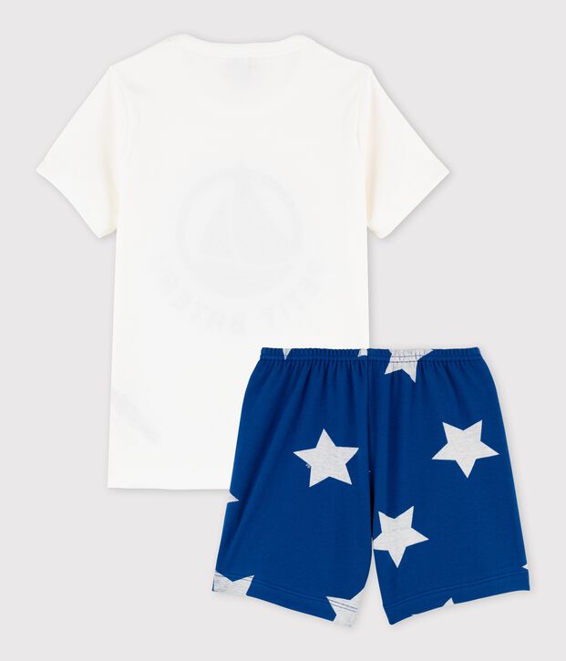Pyjacourt logo Petit Bateau petit gar&ccedil;on en coton blanc/bleu