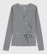 Cardigan cache-cœur en coton rayé Femme