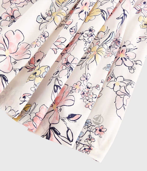 Robe c&eacute;r&eacute;monie en popeline enfant fille blanc/multicouleur