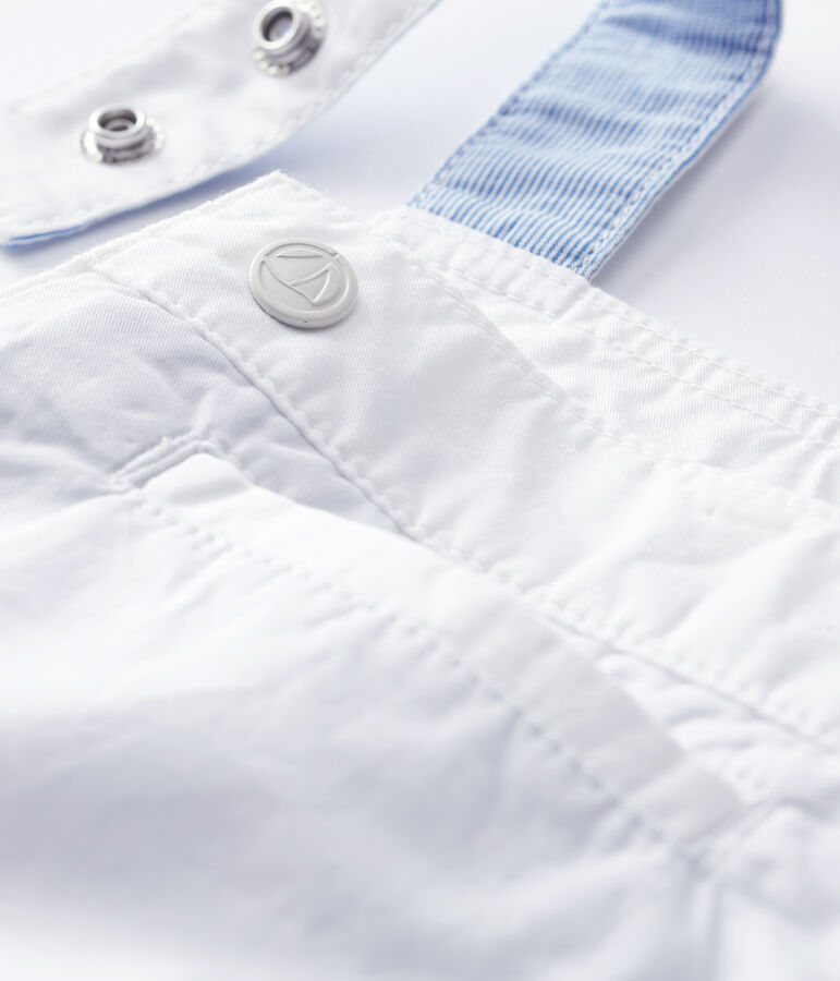 Salopette courte en serge craquante b&eacute;b&eacute; gar&ccedil;on blanc