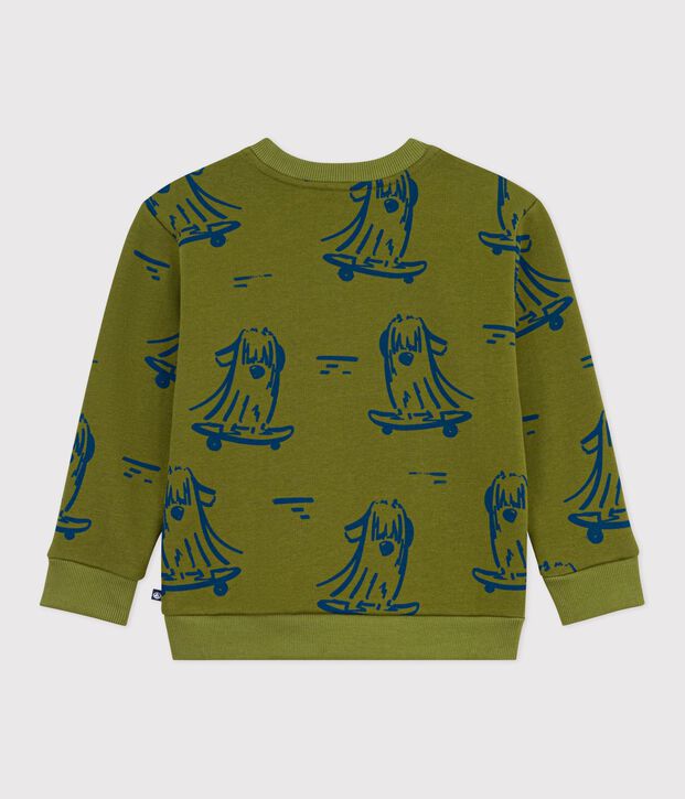 Sweatshirt enfant en coton imprim&eacute; bleu/bleu