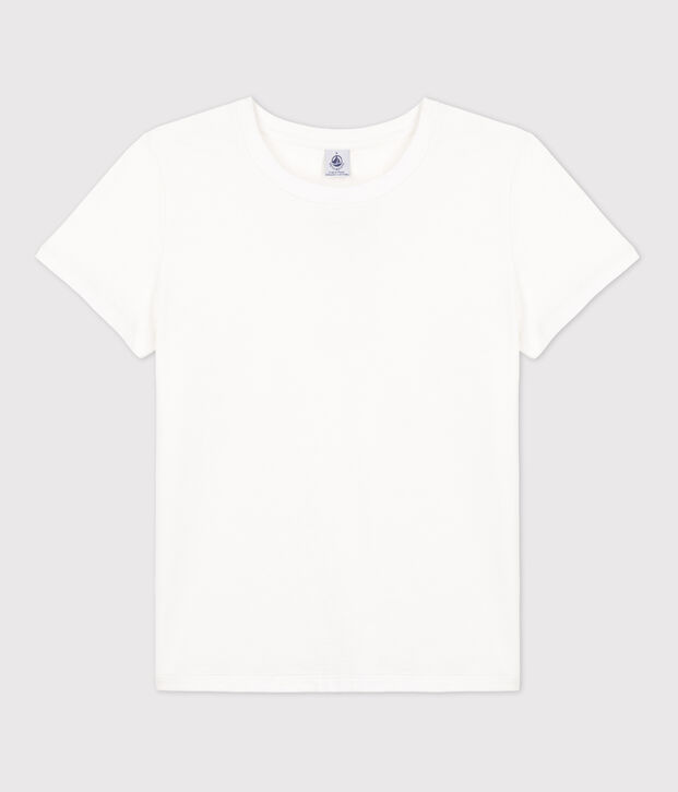 Tee-shirt LE DROIT col rond en coton Femme blanc