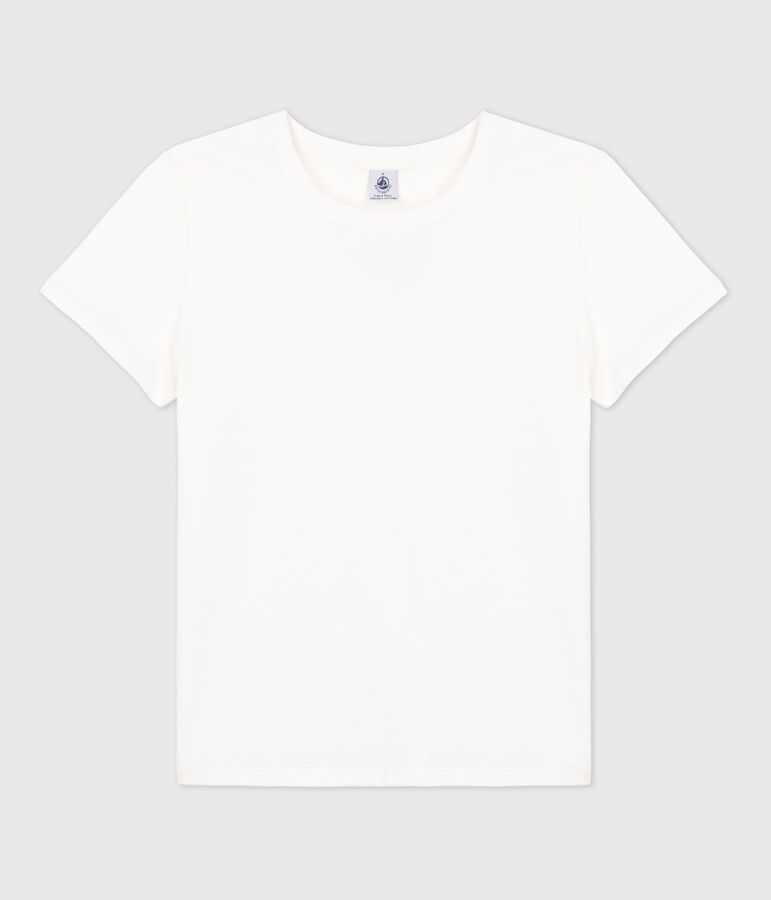 Tee-shirt LE DROIT col rond en coton Femme blanc ECUME