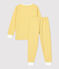 Pyjama milleraies jaune en tubique enfant jaune OCRE/blanc MARSHMALLOW