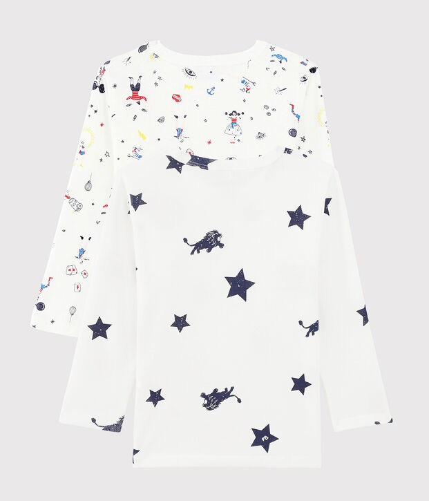 Lot de 2 tee-shirts manches longues imprim&eacute; festif petit gar&ccedil;on multicouleur