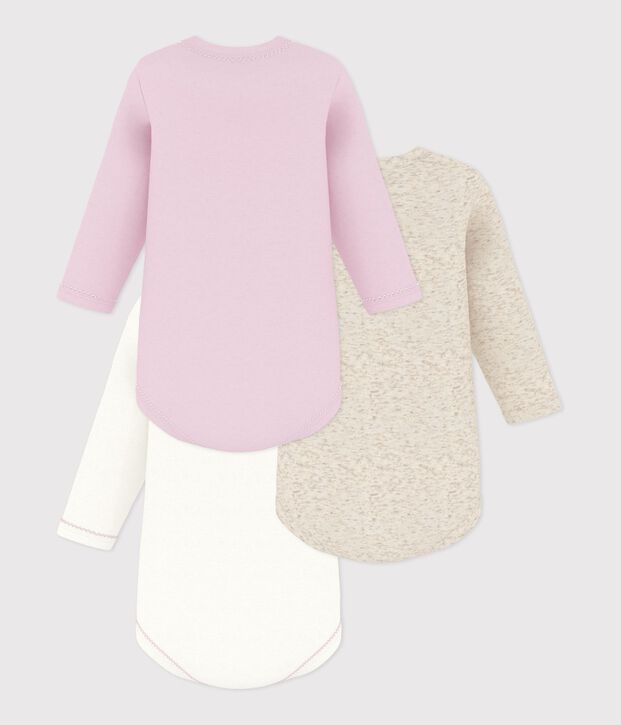 Lot de bodies manches longues en coton uni b&eacute;b&eacute; multicouleur