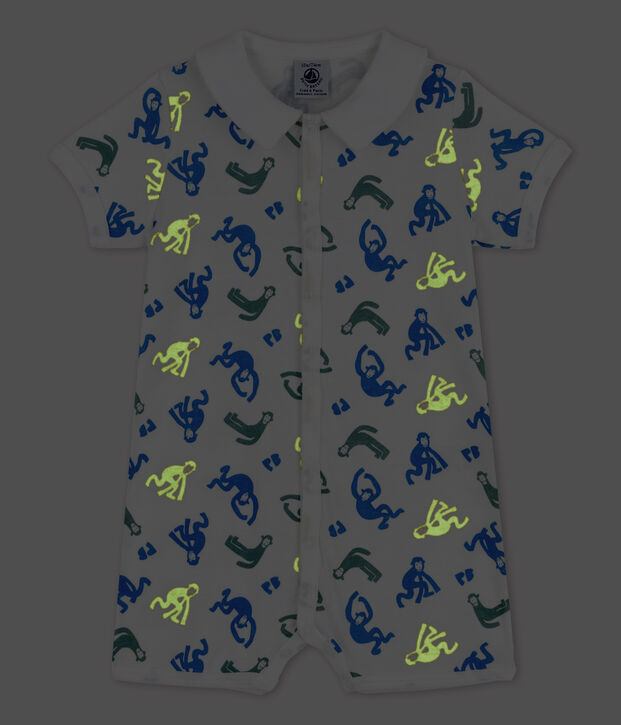 Combicourt b&eacute;b&eacute; singes phosphorescents en coton blanc/multicouleur