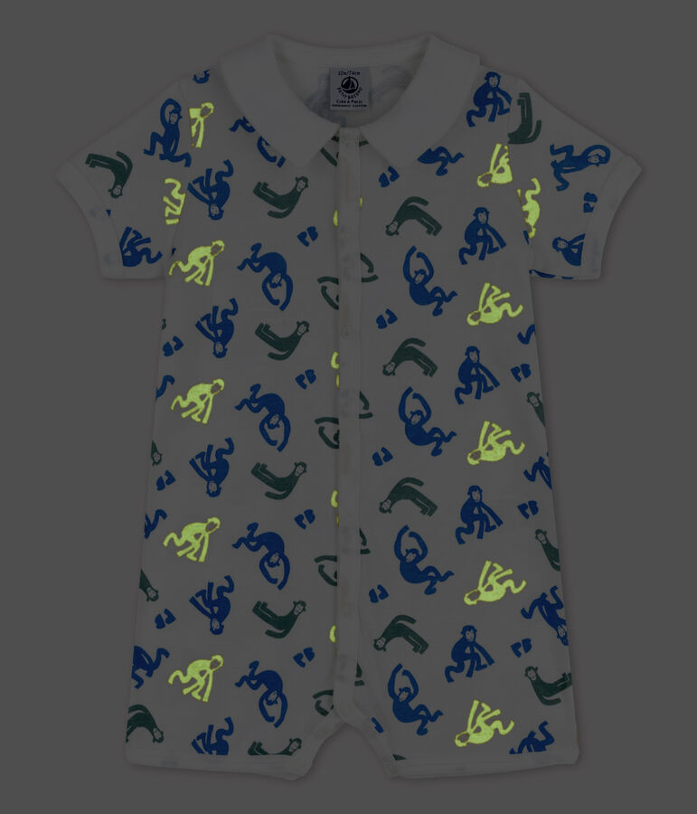 Combicourt b&eacute;b&eacute; singes phosphorescents en coton blanc MARSHMALLOW/blanc MULTICO