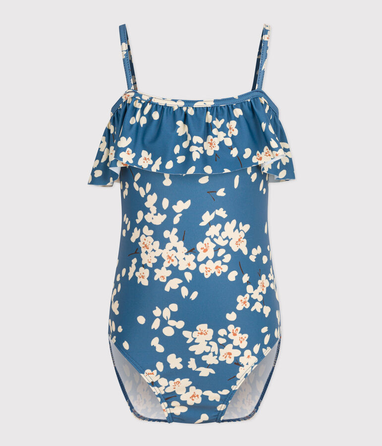 Maillot de bain 1 pi&egrave;ce imprim&eacute; enfant fille bleu BEACH/ MULTICO