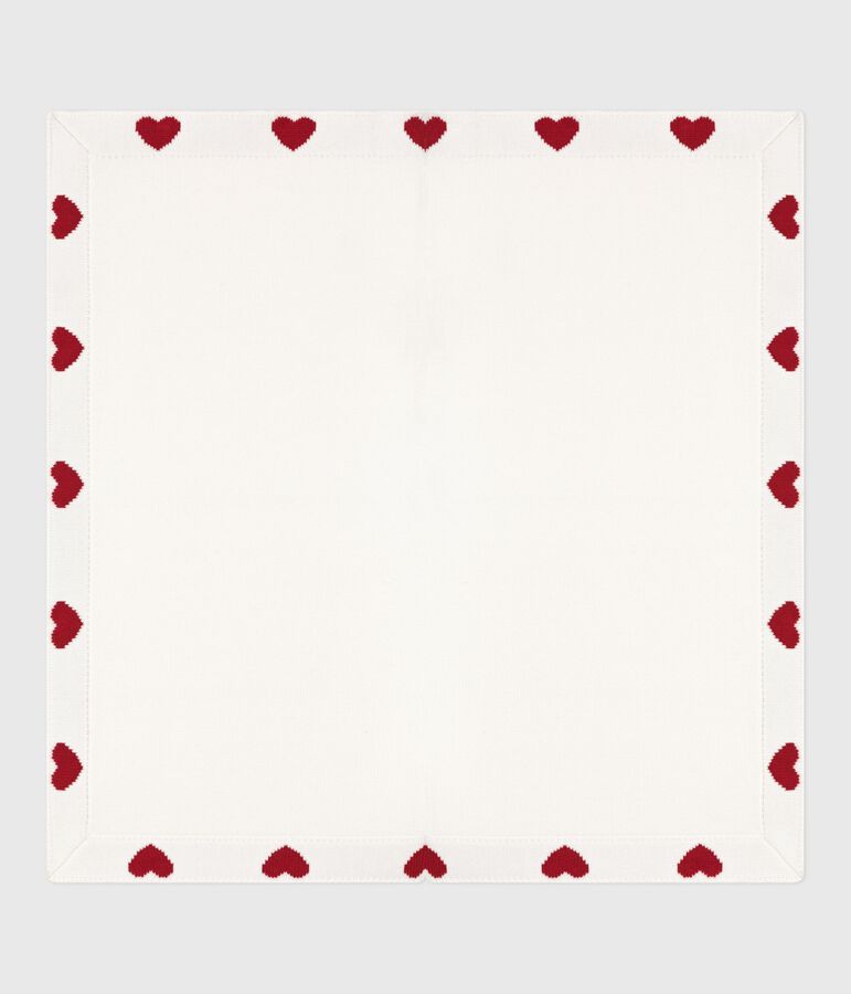 Couverture en coton naissance blanc/rouge