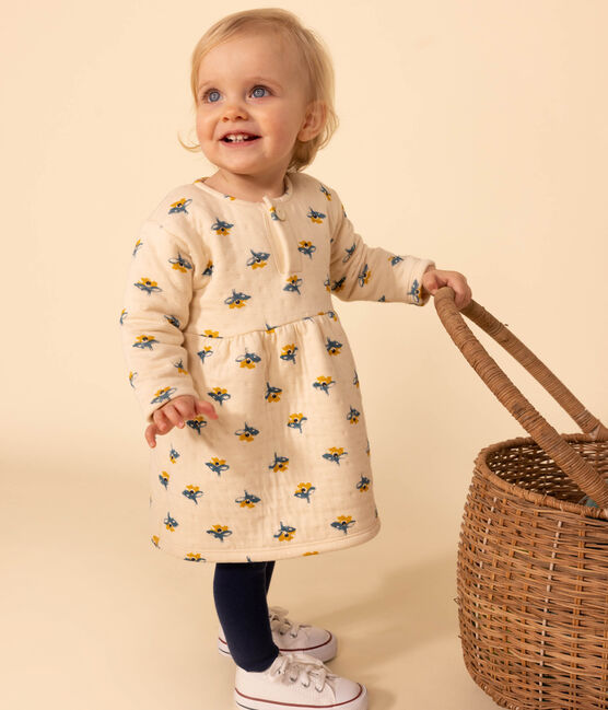 Robe manches longues en tubique matelassé imprimé bébé blanc AVALANCHE/ MULTICO
