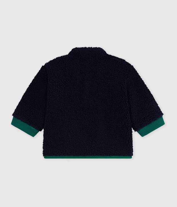 Manteau b&eacute;b&eacute; ouatin&eacute; en sherpa unie bleu/multicouleur
