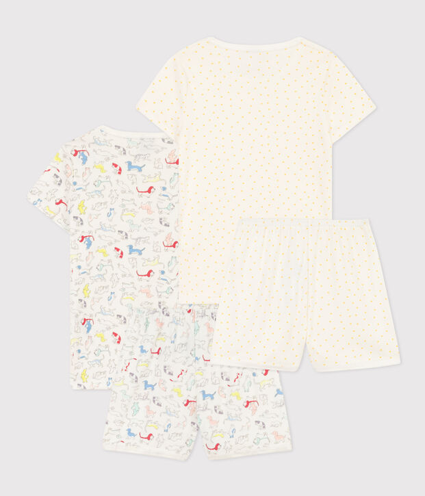 Lot de 2 pyjacourts animaux en coton petite fille multicouleur