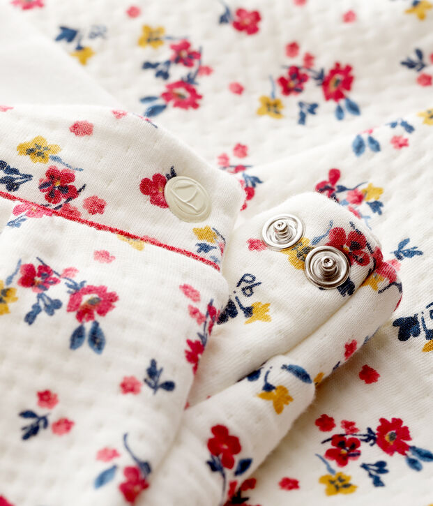 Pantalon b&eacute;b&eacute; fille en tubique blanc/multicouleur