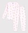 Pyjama enfant en molleton imprim&eacute; skieurs rose/multicouleur