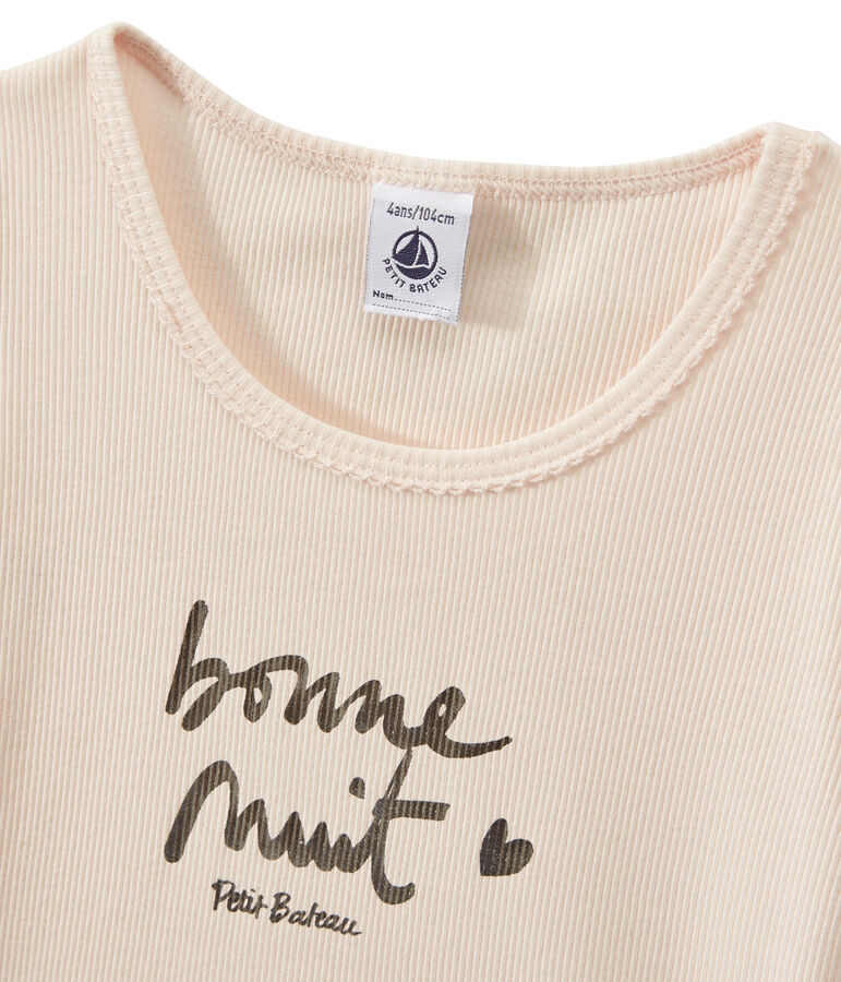 Pyjacourt fille bi-mati&egrave;re s&eacute;rigraphi&eacute; blanc LAIT/rose ROSE/ FLEUR