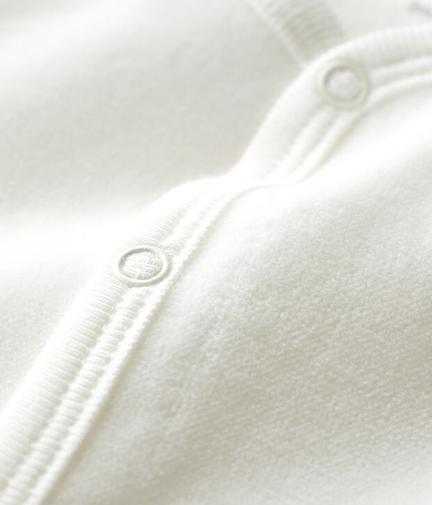 Dors-bien blanc en velours de coton biologique s&eacute;rigraphie Petit Bateau blanc/gris