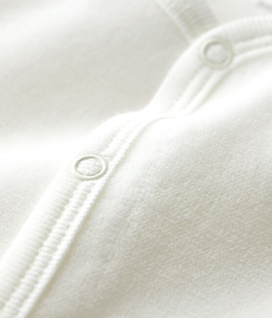 Dors-bien blanc en velours de coton biologique sérigraphie Petit Bateau blanc MARSHMALLOW/beige PERLIN