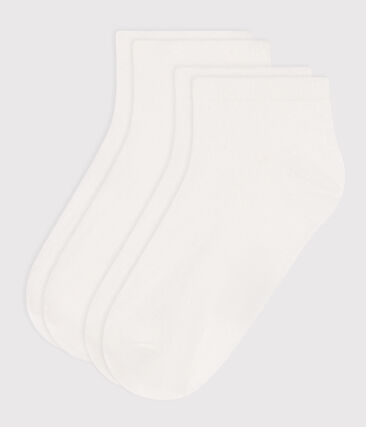 2 PAIRES DE CHAUSSETTES ENFANT EN COTON UNIES BLANCHES