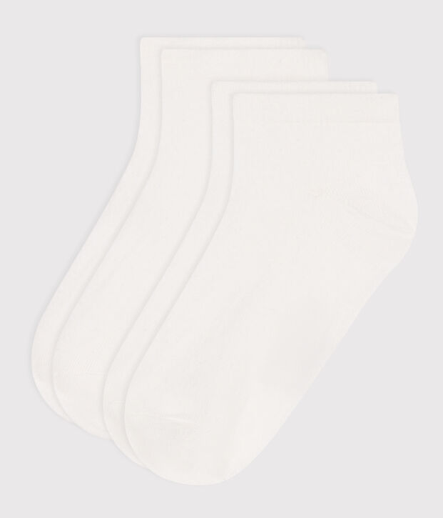 2 paires de chaussettes basses enfant en coton unies blanc