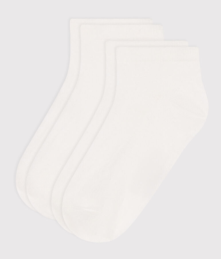 2 paires de chaussettes basses enfant en coton unies blanc MARSHMALLOW