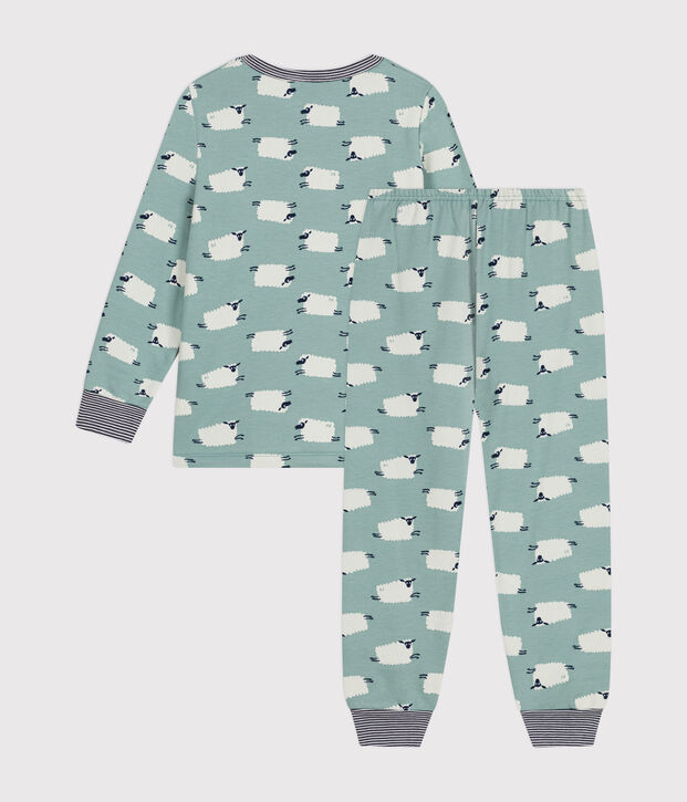 Pyjama en molleton gratt&eacute; imprim&eacute; mouton enfant vert/multicouleur