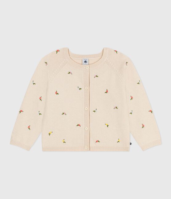 Cardigan enfant en laine et coton à motifs brodés blanc AVALANCHE/ MULTICO