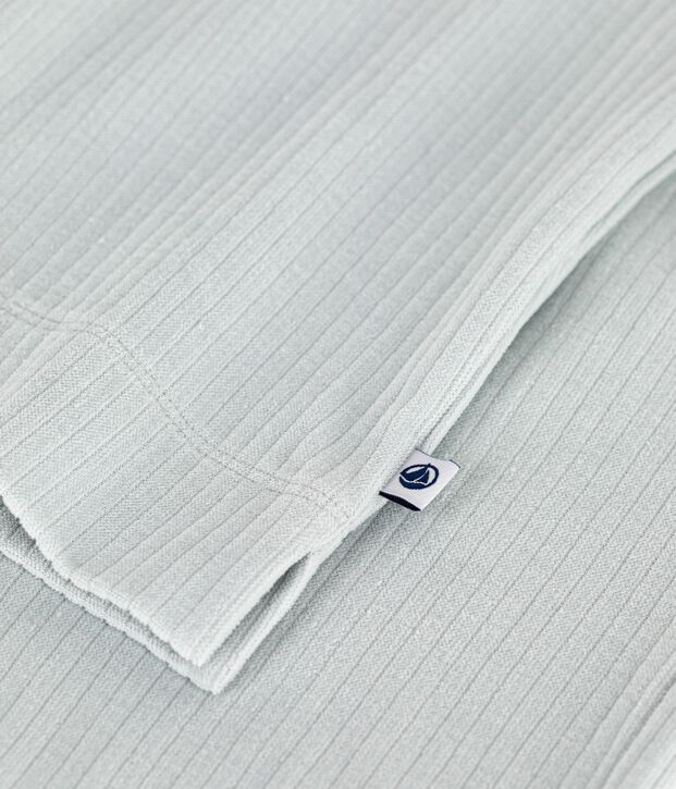 Pyjama femme en velours uni jambe droite bleu