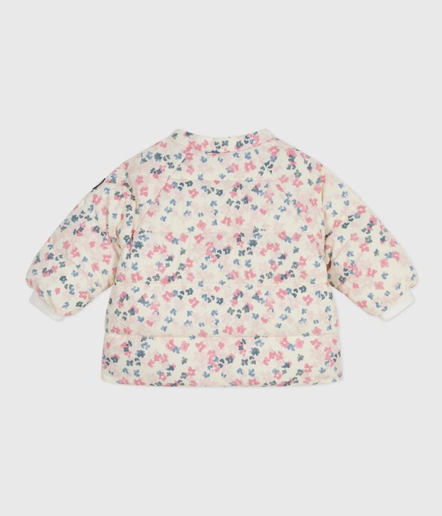 Doudoune b&eacute;b&eacute; imprim&eacute;e fleurs capuche amovible &eacute;cru/multicouleur