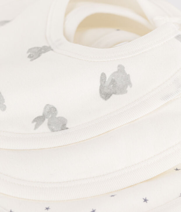 Lot de 3 bavoirs lapins en coton multicouleur