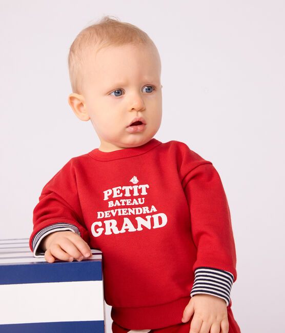 Sweatshirt bébé en coton à motifs rouge POMPEI