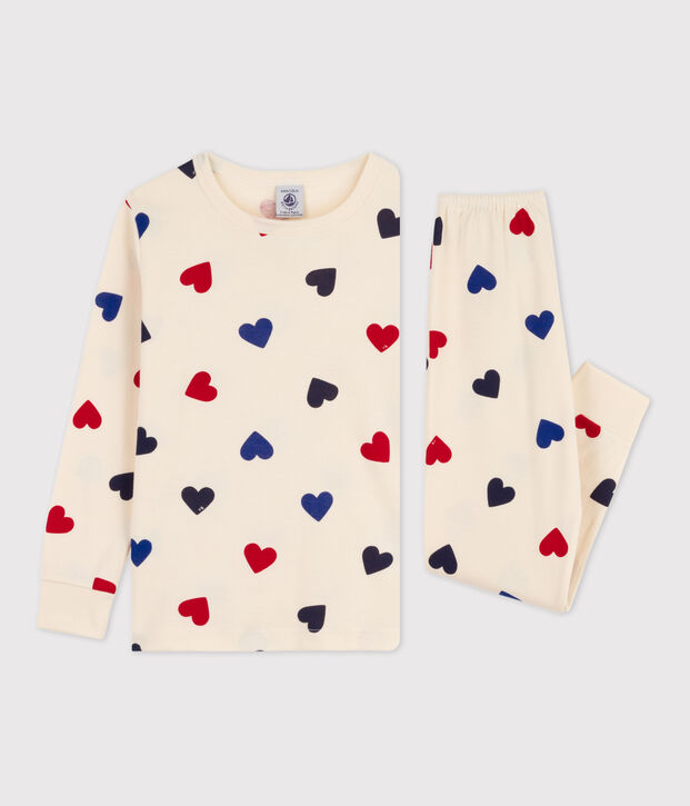 Pyjama en coton enfant &eacute;cru/multicouleur