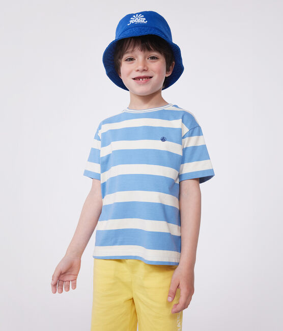 Teeshirt enfant en coton manches courtes à rayures bleu ALASKA/ AVALANCHE