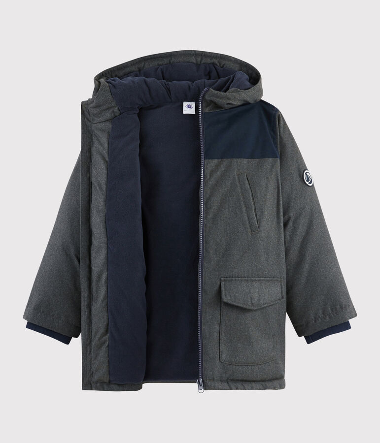Parka coton enduit enfant gar&ccedil;on gris