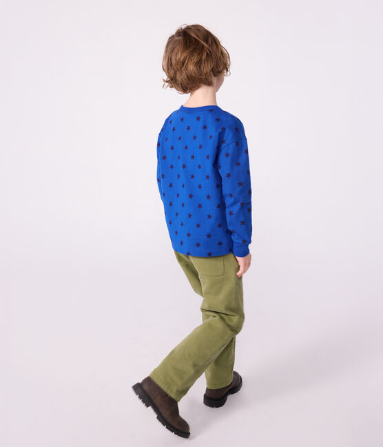 Tee-shirt enfant manches longues en coton imprimé bleu OLYMPIC+SOIR