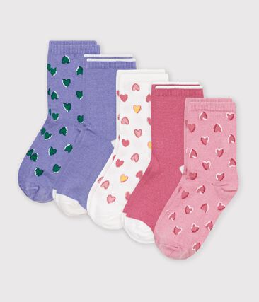 5 paires de chaussettes bébé en coton imprimées cœurs