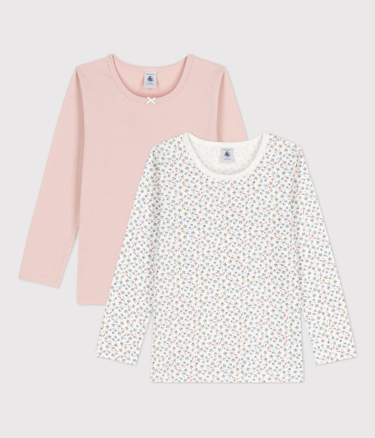 Lot de 2 tee-shirts manches longues petite fille en coton multicouleur