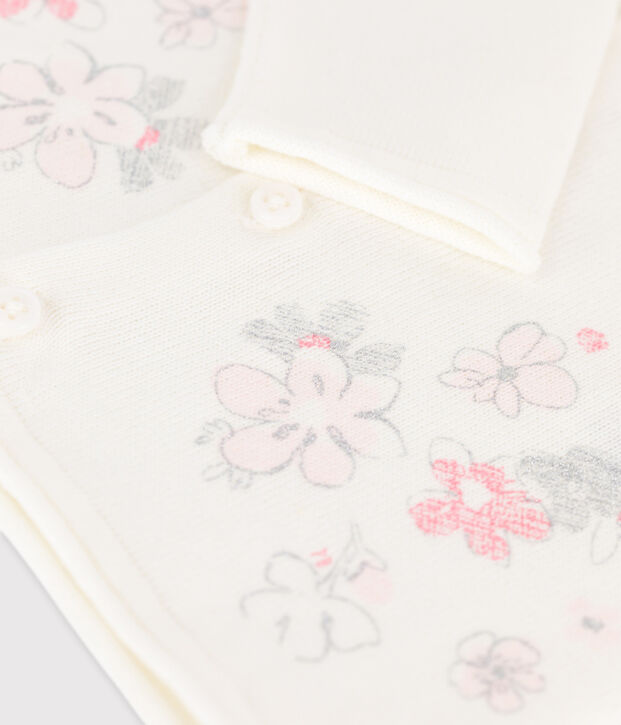 Cardigan en tricot jersey coton/lin b&eacute;b&eacute; fille blanc