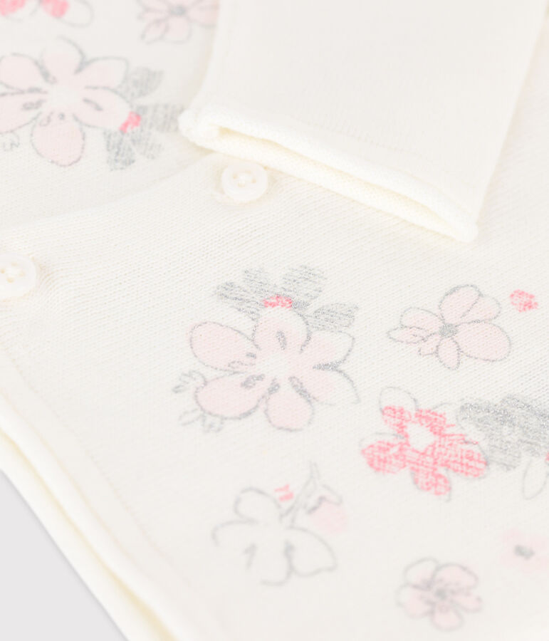 Cardigan en tricot jersey coton/lin b&eacute;b&eacute; fille blanc MARSHMALLOW