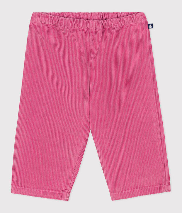 Pantalon b&eacute;b&eacute; en velours uni rose