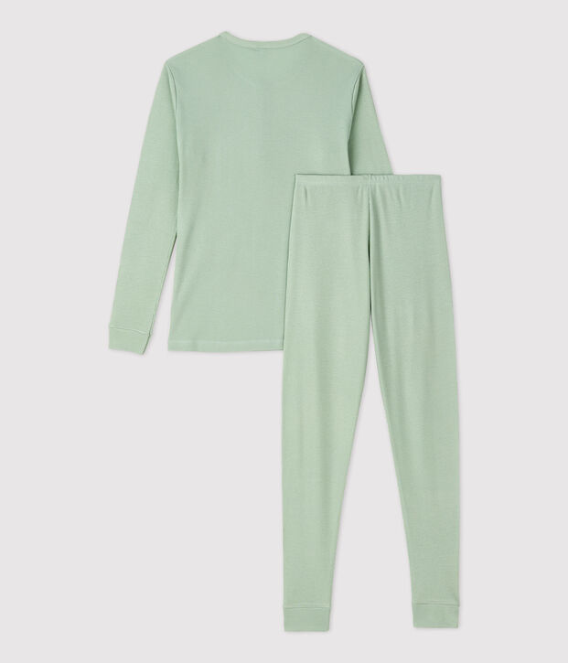 Pyjama uni fille en coton lyocell vert