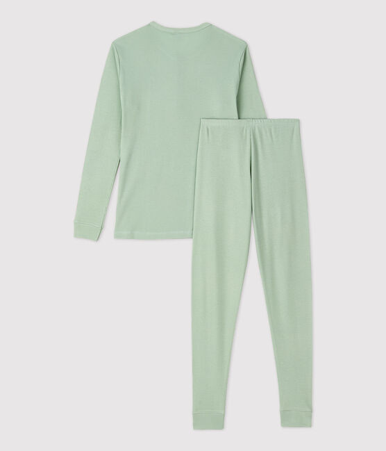 Pyjama uni fille en coton lyocell vert HERBIER