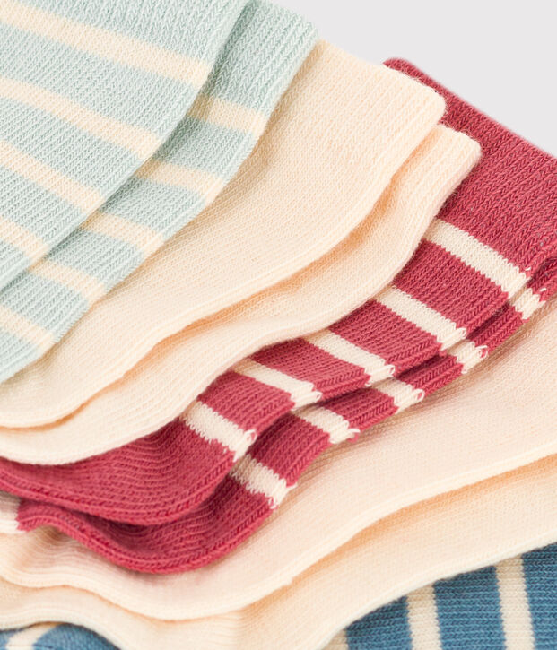 Lot de 5 paires de chaussettes rayures en jersey de coton b&eacute;b&eacute; multicouleur