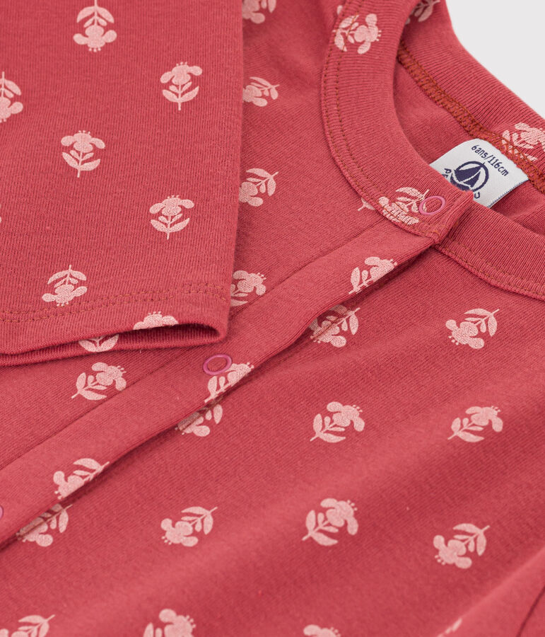 Cardigan imprim&eacute; en coton enfant fille rose PAPI/beige AVALANCHE