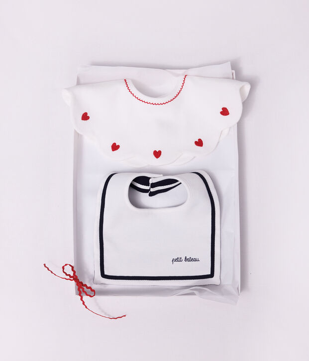 Bavoir b&eacute;b&eacute; en coton avec tresse blanc