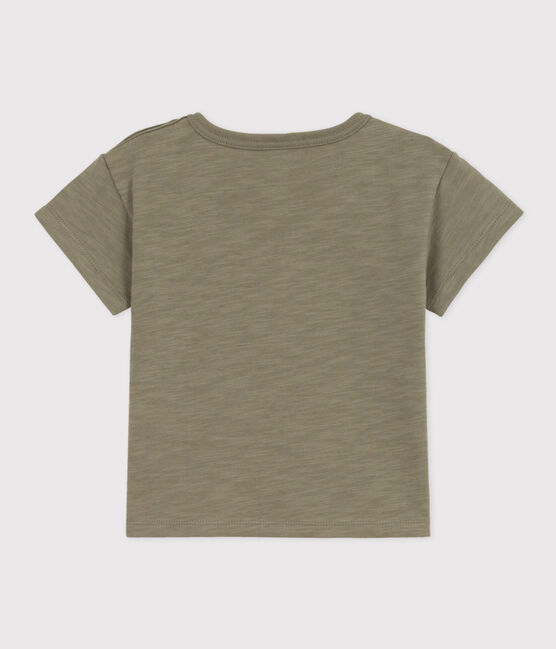 Tee-shirt manches courtes bébé en jersey flammé vert MARECAGE